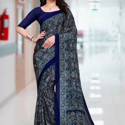K 5 Fashion Ethnic Motifs Printed Pure Crepe Saree-picture-42