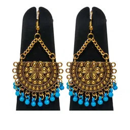Weariton Women Sky Blue Gold-Plated Chandbali Earrings-19