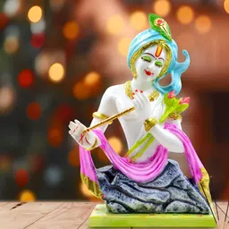 SANKALAN CREATIONS White & Pink Lord Krishna Idol Showpiece-image-99