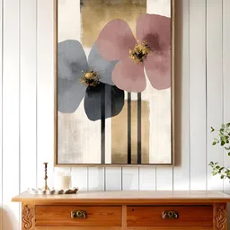 Art Street Gold-Toned & Grey Floral Printed Canvas Wall Art-15