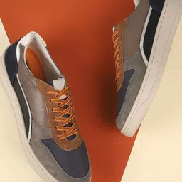 J.FONTINI Men Colourblocked Suede Oxfords-image-25