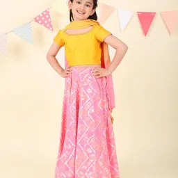 Fabindia Girls Bandhani Printed Ready to Wear Lehenga & Blouse With Dupatta-picture-49