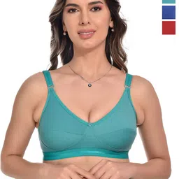 TEENPLUS Women Pack of 3 Full Coverage Non Padded Cotton Bra-picture-46