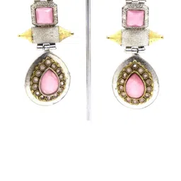 SIVA BY ANIKA Brass- Plated Kundan Studded Teardrop Shaped Drop Earrings-picture-10