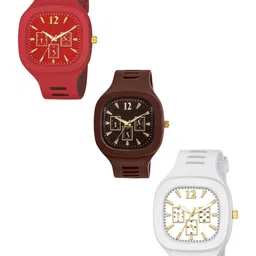 Hala Men Pack of 3 Solid Square Tang Regular Analogue Watches-1