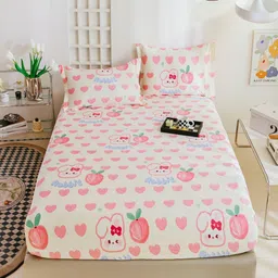 JC HOME White & Pink Printed Pure Cotton 220 TC King Bedsheet Set 2 m x 1.8 m-image-48