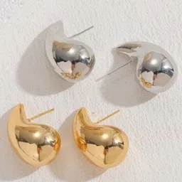 Celestria korean Set Of 2 Teardrop Shaped Studs-4