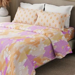 Boutique Living India Embrace Purple Printed Cotton 152TC Queen Bedsheet Set 2.54m x 2.24m-image-11