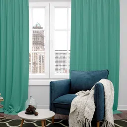 Parda Online Sea Green Set of 4 Black Out Door Curtain-4