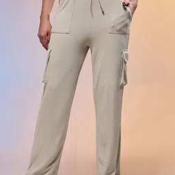 Technosport Women Self Designed Straight Fit Mid-Rise Cargo Track Pant With Technocool+-image-4