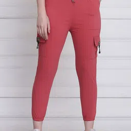 DIMPY GARMENTS Women Relaxed High-Rise Wrinkle Free Joggers Trousers-image-42