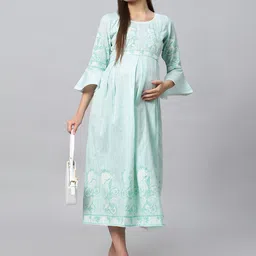 MORDEN MUSE Women Paisley Printed Summer Sheers Maternity Anarkali Kurta-picture-20