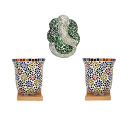 Somil Indore Mosaic Decorative Lamp Combo of Matching Wall Lamp & Blessing God Ganesh Wall Lamp, Multi Compatible with LED, Size: 15 X 15 X 17 Cm, Pack of 3.-image-79