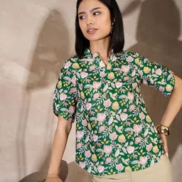 ANJIR Women Floral Printed Mandarine Collar Top-picture-37