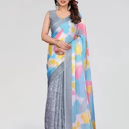 Sadika Floral Poly Chiffon Half and Half Saree-picture-51