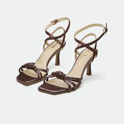 Oroh Leather Party Stiletto Sandals with Buckles-33