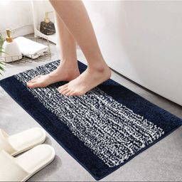 GBL COLLECTION Blue & White Rectangular Anti Skid Floor Mat-21