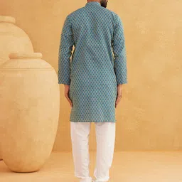 SOJANYA Men Regular Thread Work Kurta with Churidar image 4