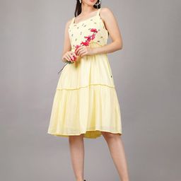 Shruthi Women Embroidered Liva A-Line Dress-image-57