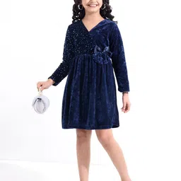 Hola Bonita Girls Velvet Fit & Flare Dress-image-40