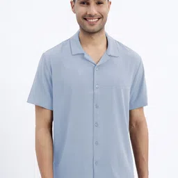 SHOWOFF Self Design Cuban Collar Relaxed Standard Fit Cotton Casual Shirt-image-20