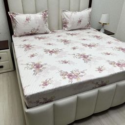 Pure Decor Royal Passion Pink Printed Pure Cotton 260 TC King Bedsheet Set 2.28m x 2.54m-picture-49