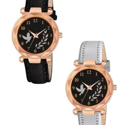 Miss Perfect Women Pack of 2 Leather Straps Analogue Watch QE174-picture-6