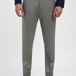 Peter England Men Textured Tapered Fit Formal Trousers-picture-11
