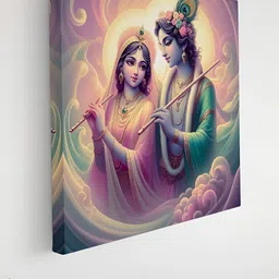 Livin'luxe Green & PinkRadha Krishna Religious Canvas Wall Art-52