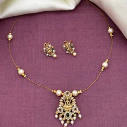 Anouk Gold-Plated Cubic Zirconia Stone-Studded & Beaded Jewellery Set-18