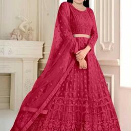 F Plus Fashion Girls Black Net Semi-Stitched Lehenga Choli-image-42