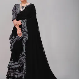 limtd Striped Pure Georgette Block Print Saree-picture-10
