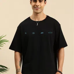 Mast & Harbour Men Graphic Printed Round Neck Cotton Oversized T-shirt-picture-6