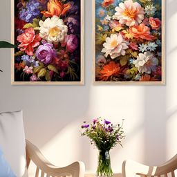 Kotart Black & White 2 Pieces Wooden Floral and Botanical Wall Arts-picture-18