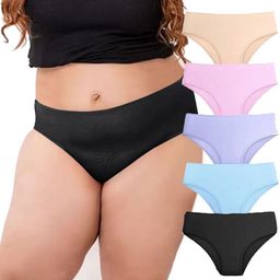 Diving Deep Women Plus Size Pack Of 5 Cotton Hipster Briefs-image-104
