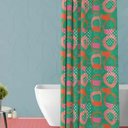 ArtzFolio Green & Pink Printed Waterproof Shower Curtain-13