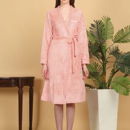 KLOTTHE Self Design Wool Bath Robe With Belt-11