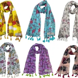 Printed Chiffon Women Multicolor Stole, Fancy Scarf-image-72