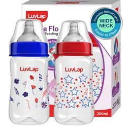 LuvLap Kids 2-Pcs Red & Blue printed Wide Neck Feeding Bottle250ml-picture-13