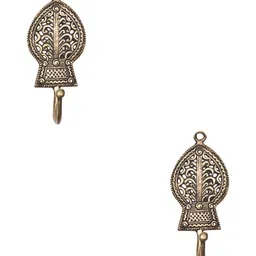 IndianShelf Gold Toned 2 Pieces Brass Textured Ceramic Wall Hooks-image-40