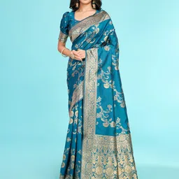 RICH & ROMAN Woven Design Zari Pure Silk Banarasi Saree-picture-21