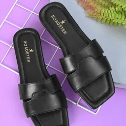 The Roadster Lifestyle Co Women Solid Party Square Shape Open Toe Flats-picture-12