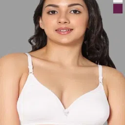 Eden Pack Of 2 Solid Lightly Padded Medium Coverage All Day Comfort Cotton T-shirt Bra-picture-8