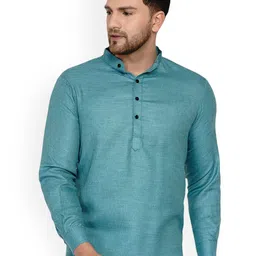 VEERA PARIDHAAN Band Collar Khadi Cotton Straight Kurta-image-52