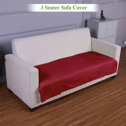 HOKIPO Self Design Quilted 3 Seater Sofa Cover Seat Mat, Maroon-image-98