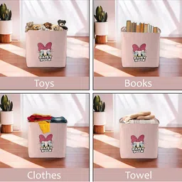 Aura Pink Printed Foldable Storage Box With Handle image 3
