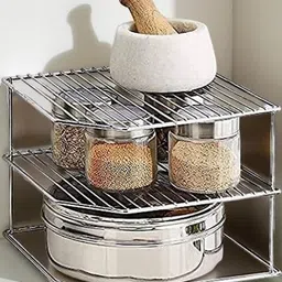 IVAZA Grey Set of 1 Metal 3 Shelf Rack Multi-Utility Organiser-picture-49
