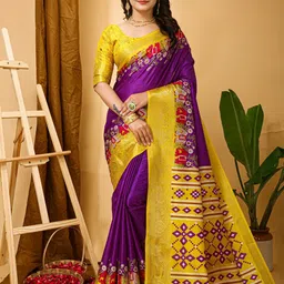 DIVASTRI Kalamkari Printed Zari Kanjeevaram Saree-image-54