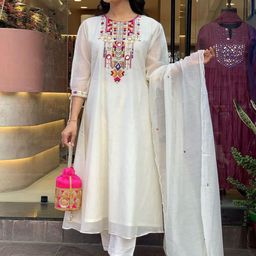 CREEPER Women Ethnic Motifs Embroidered Regular Thread Work Kurta with Trousers & With Dupatta-image-66