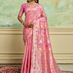 HERE&NOW Woven Design Zari Pure Cotton Banarasi Saree-image-16